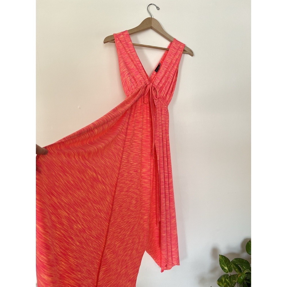 CoCo Cabana Resort Women Cover Up Red Orange Maxi Open Front Beach‎ Small Summer